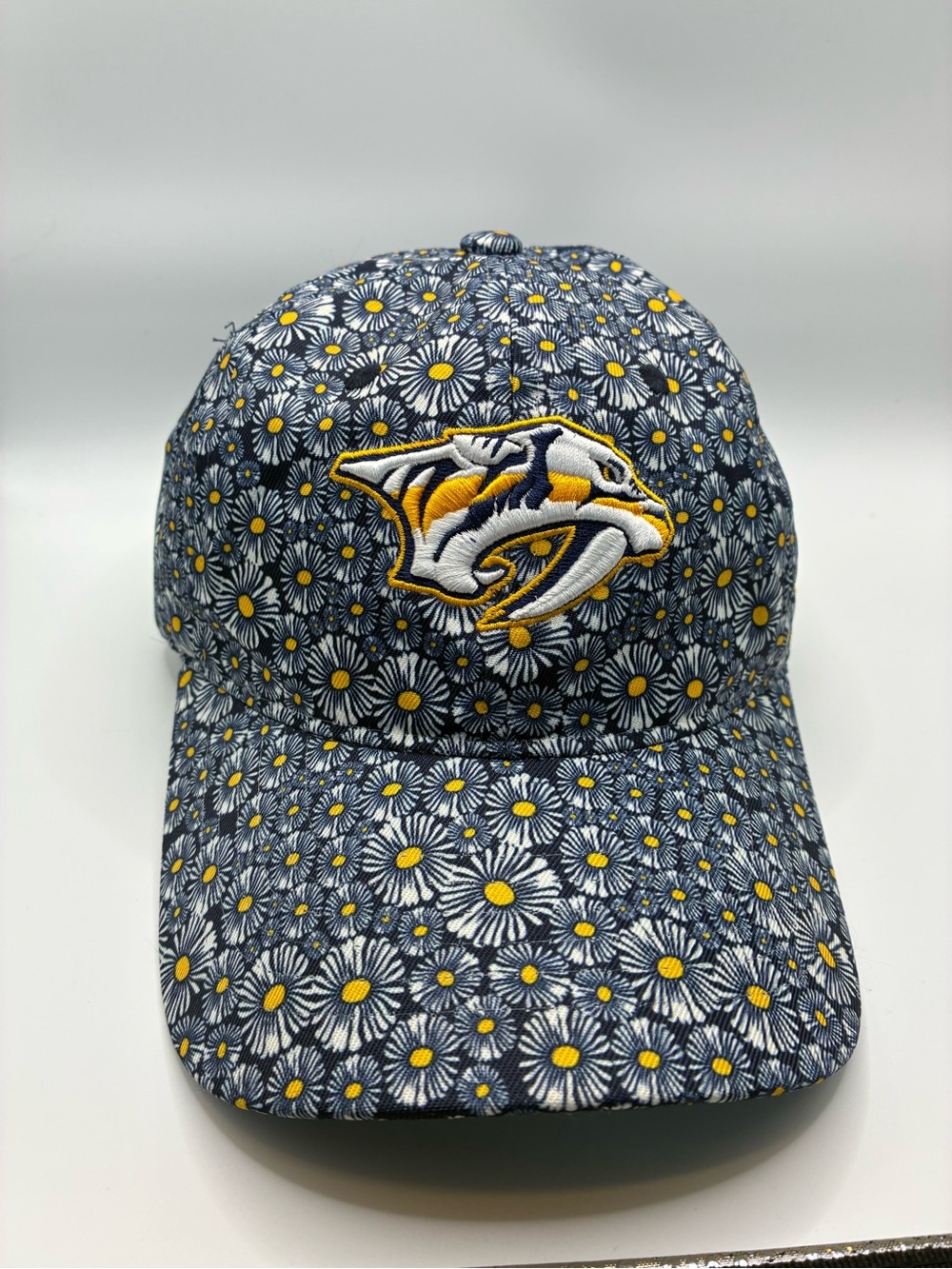 Nashville Predators Adult Daisy Baseball Cap in Navy and Yellow